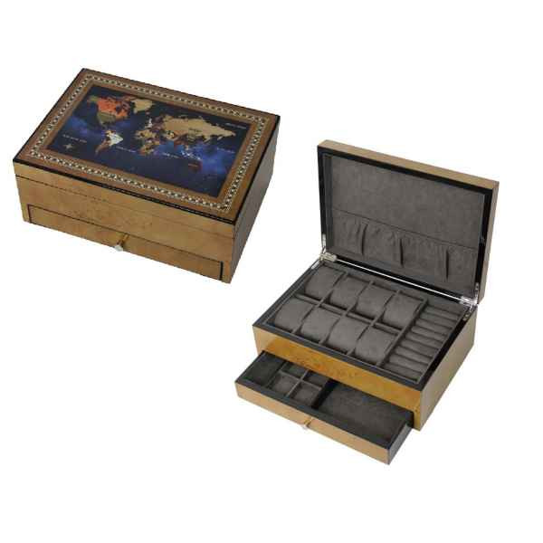 Wooden Box for watch, cufflinks, sunglasses & jewelry with a drawer