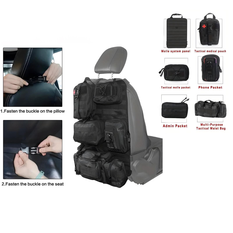 منظم تكتيكي لظهر مقعد السيارة Tactical Car Seat Back Organizer