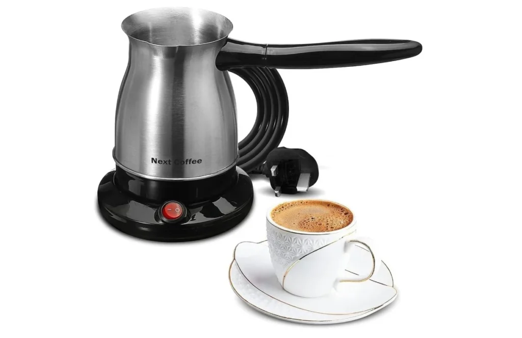 Next 800W Electric Turkish Coffee Maker Made of High-Quality Stainless Steel, 600ml Capacity, 5 Cup Capacity, Cool Touch Handle, 1 Year Warranty
