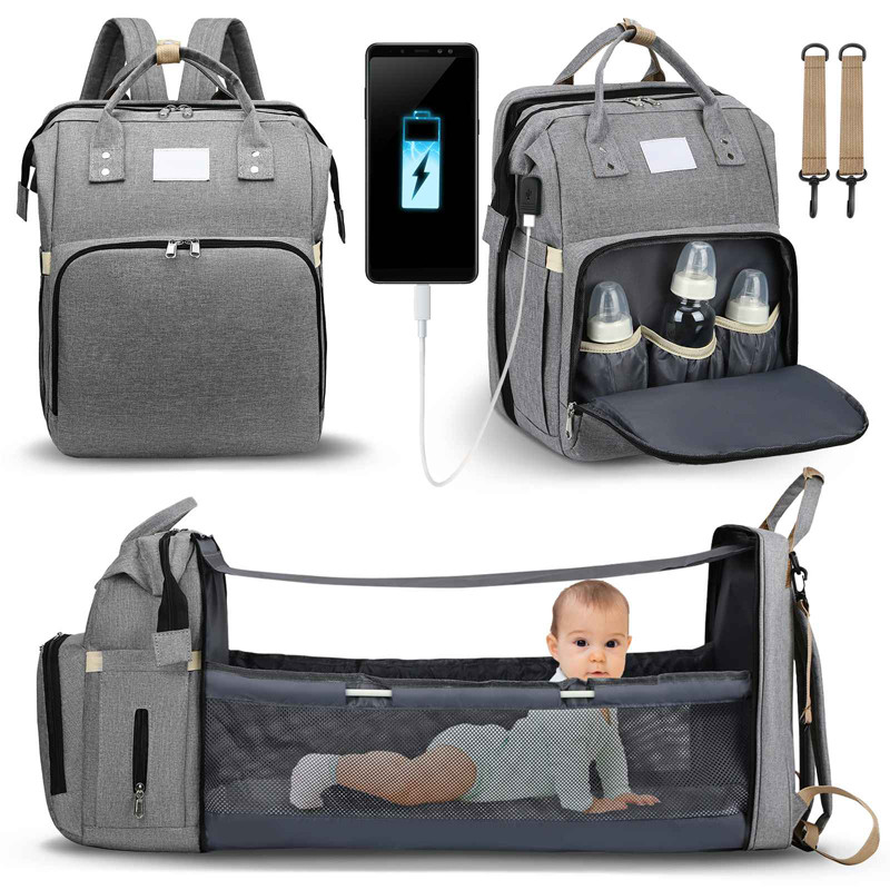Maternity Handbag/Baby Nappy Bag /Bed Backpack/Diaper Bag With Bassinet