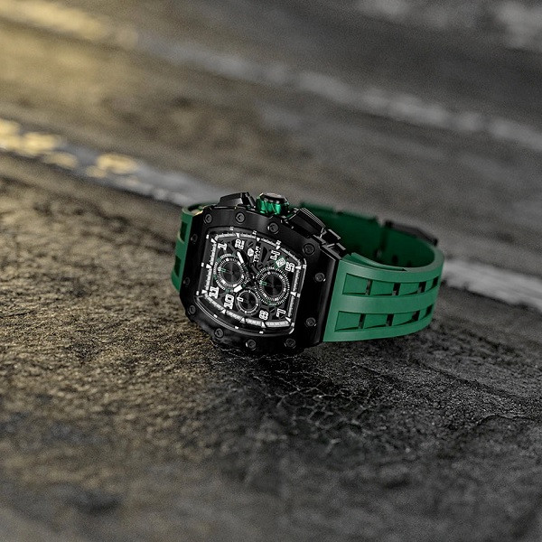 Quartz Waterproof Watch Black/Green