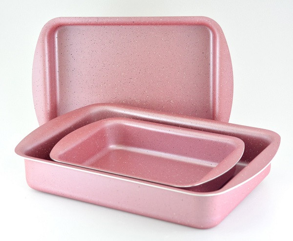 AVCI HOME MAKER GRANITEC 3PC RECT. TRAY PINK