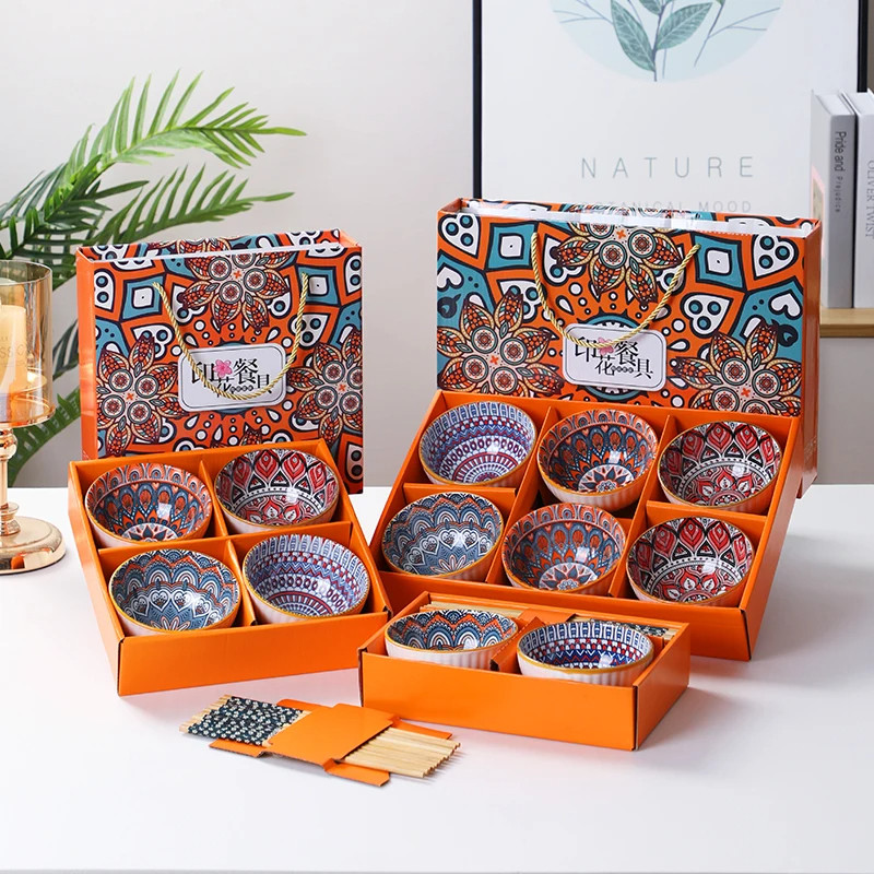 Bohemian Mandala Style Ceramic bowl set- Set of 6