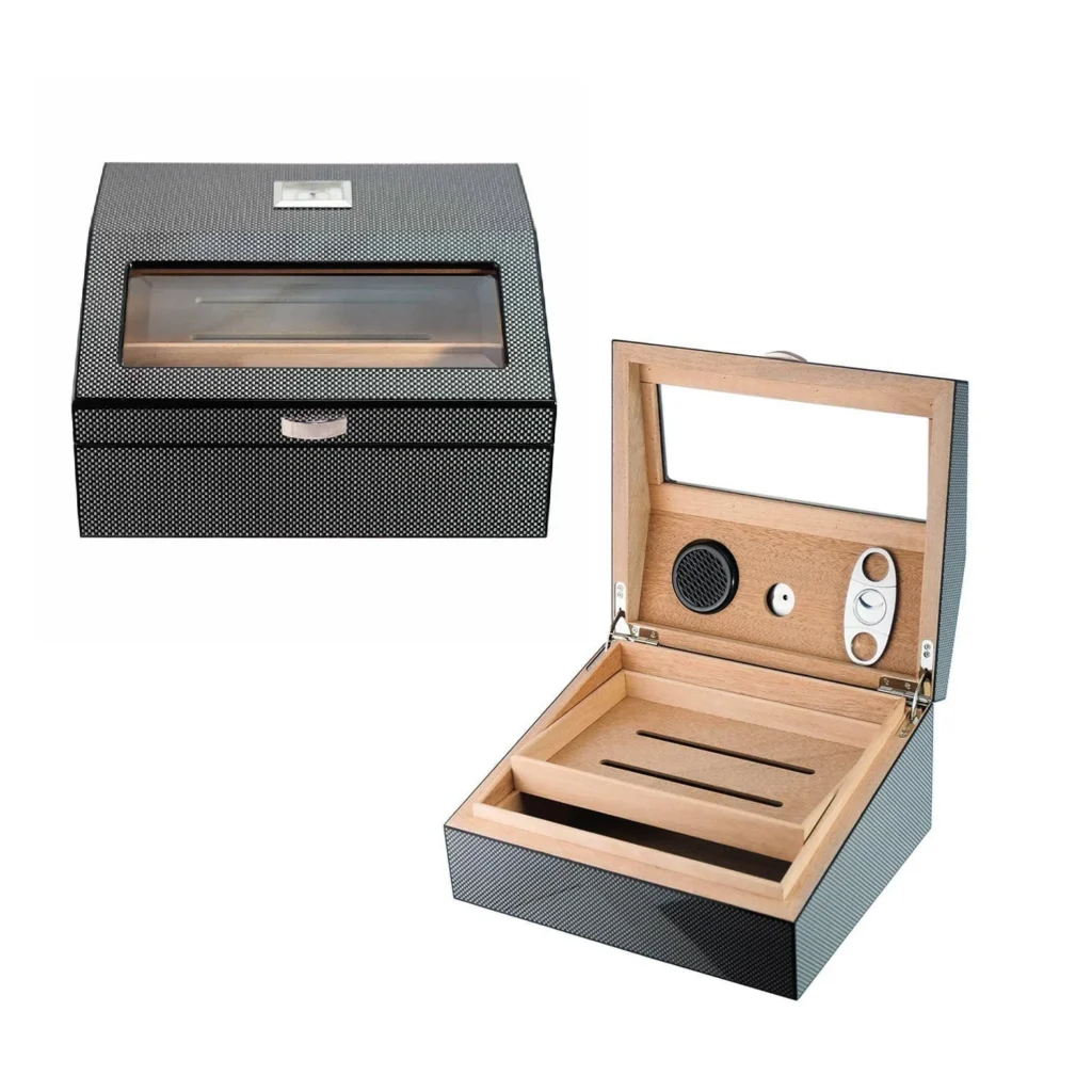 Carbon Fiber Walnut Wooden Cigar Humidor
