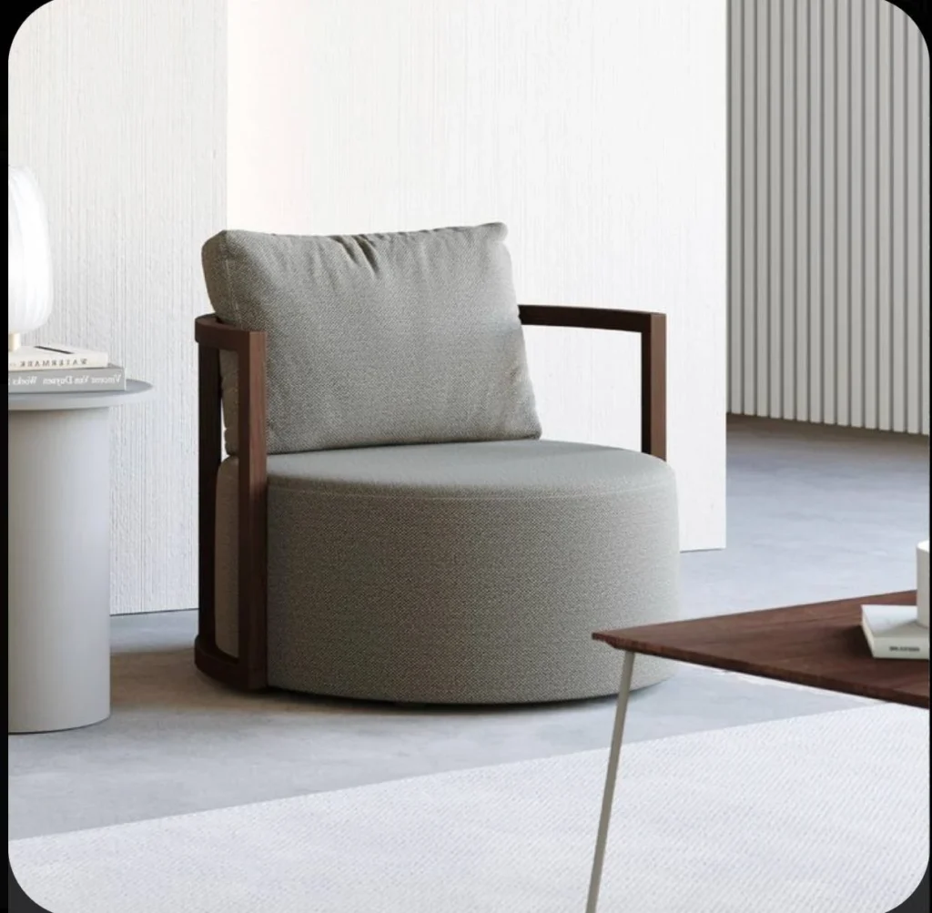 كرسي مودرن بتصميم جديد من الخشب السولد الدائري مع المقاش المقاوم للماء والاسفنج المريح