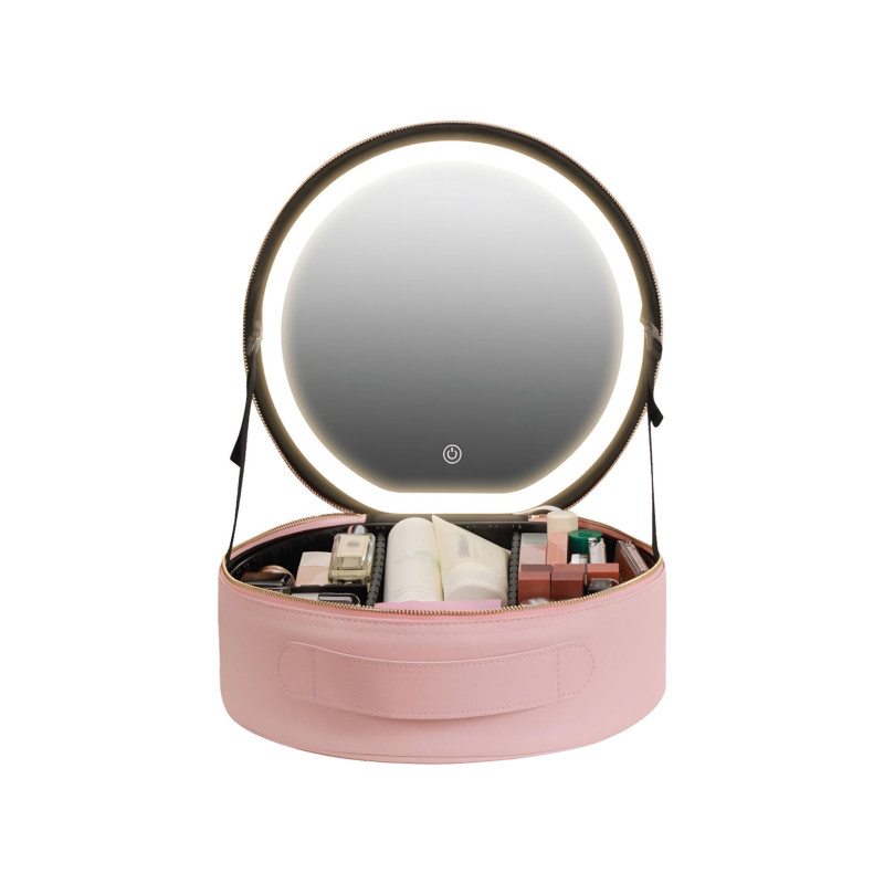 شنطة تنظيم المكياج دائرية وردية جرين ليون Green Lion Pink Round Makeup Organizer Bag