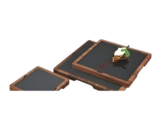 HADI WOODEN SQUARE SLATE 18.5 CM