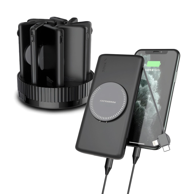 بور بانك لاسلكي ٨ في ١ من باورولوجي Powerology 8-in-1 Wireless Power Bank