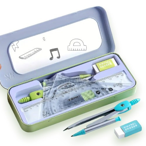 7 Pieces/box Ruler Set Compass Triangle Ruler School