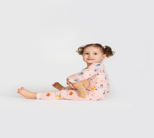 GIRL PASTEL PINK COTTON PAJAMA WITH JELLY FISH PRINT