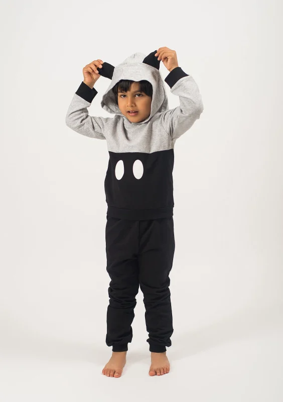 Be Cosy winter Kids cotton black and grey set with hoodie