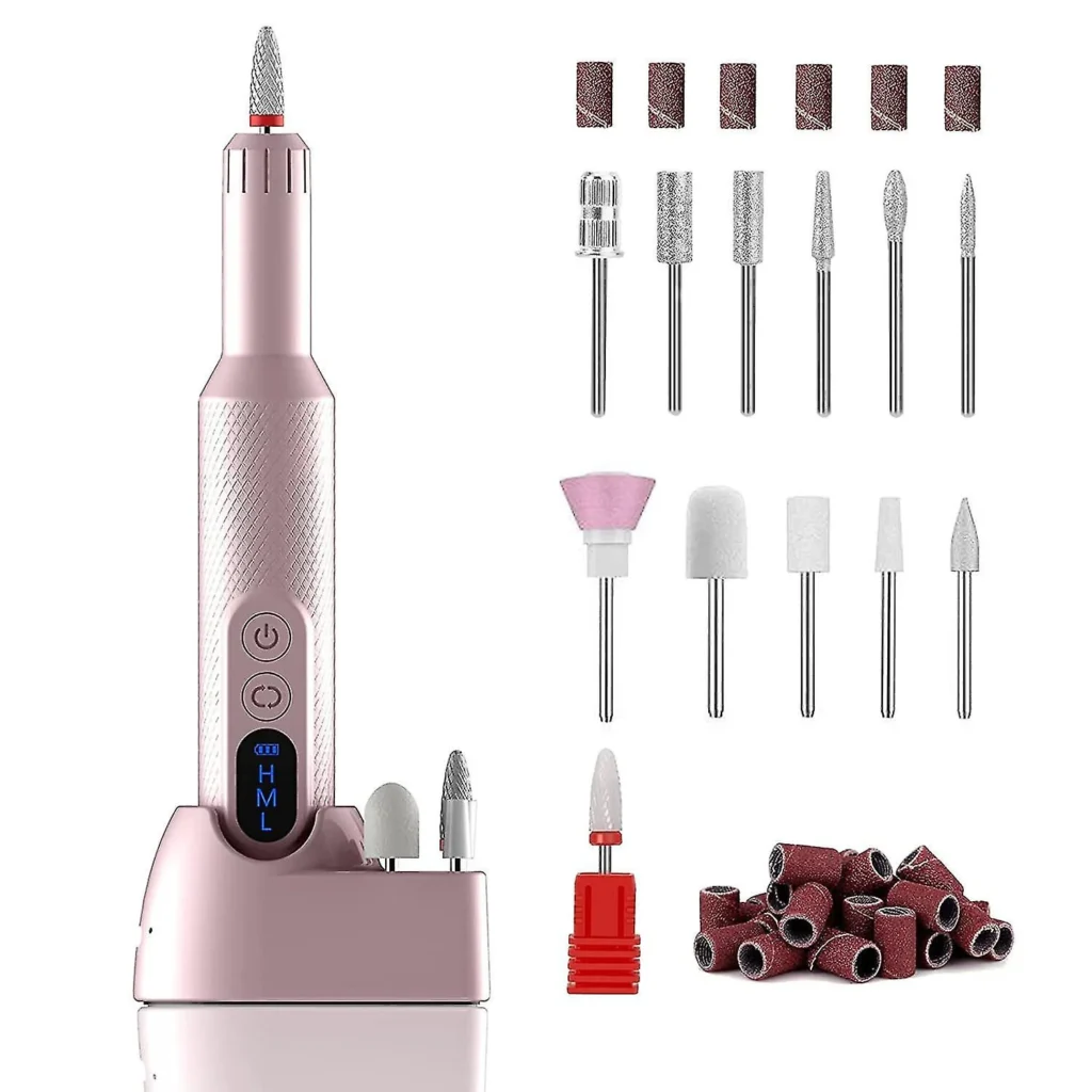 Cordless Electric Nail Drill, Portable Professional Rechargeable Nail File Machine With Nail Drill Bits,