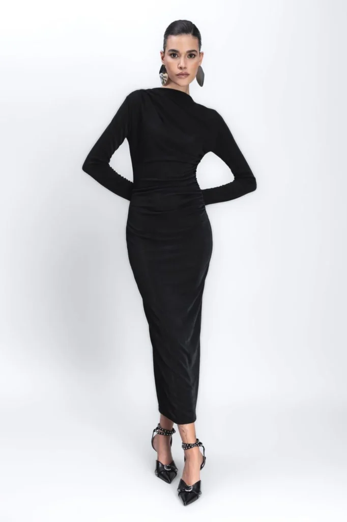 Black Maxi silk chiffon dress