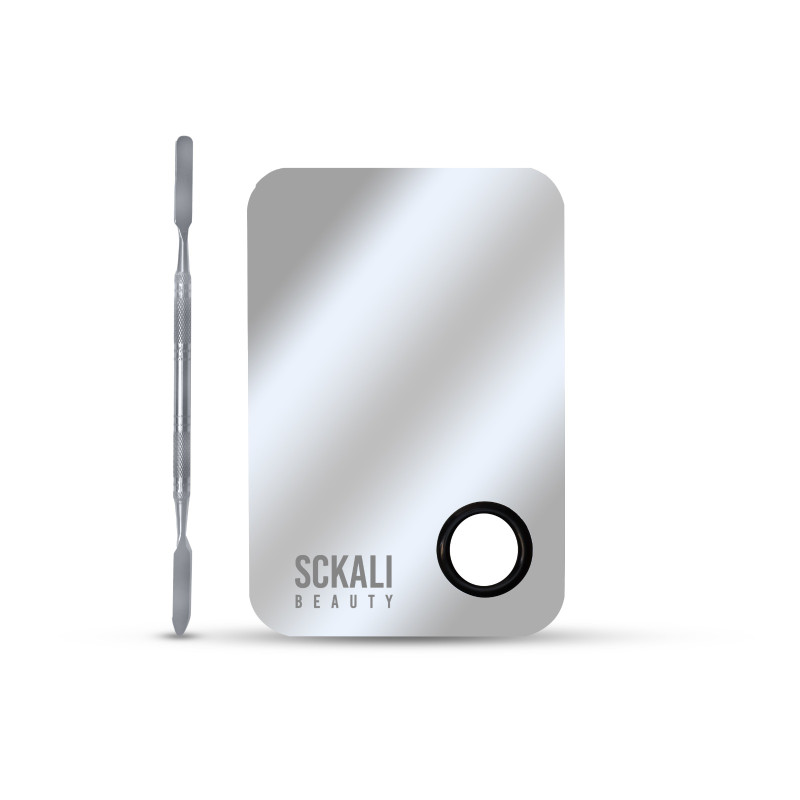 " Stainless Steel Makeup Blender Polishing Mixing Plate Foundation Mixing Palette Spatula Stick"