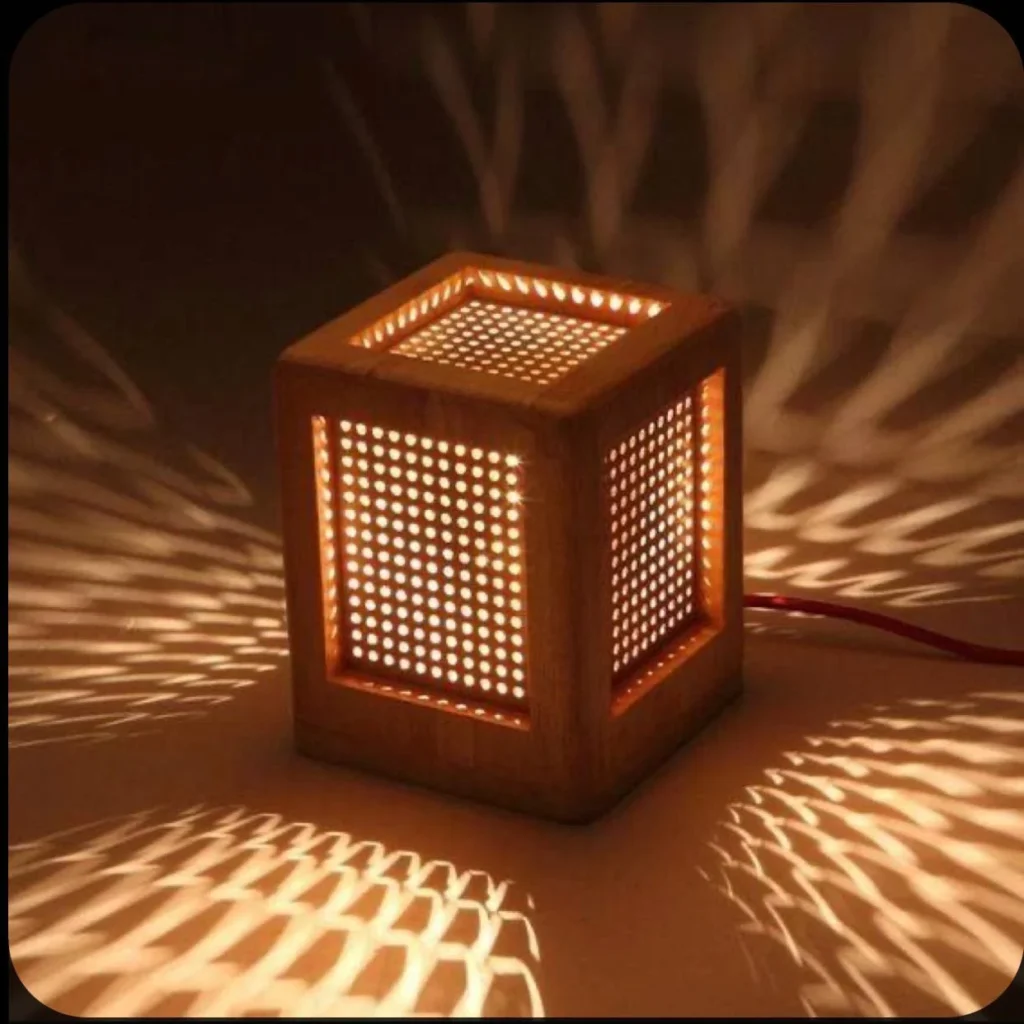 Luminous bamboo service tables give a beautiful touch to the hall