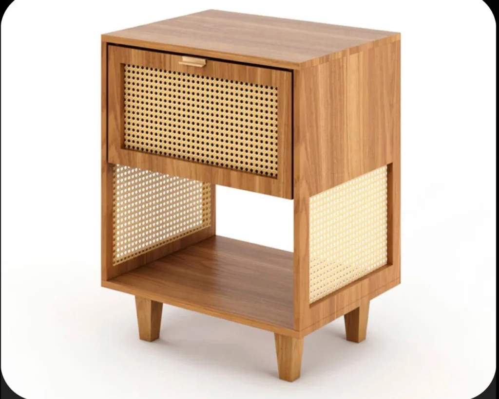 Side service desk with bamboo clip-on drawer