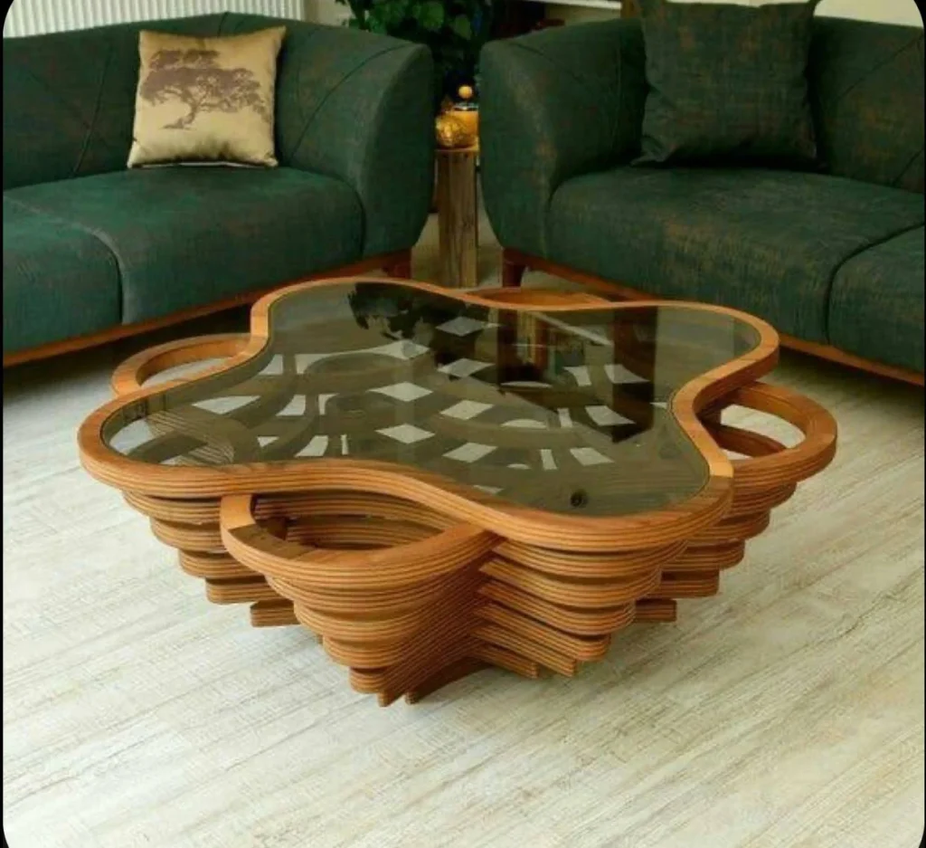 Beautifully decorated service center tables made of solid wood and glass