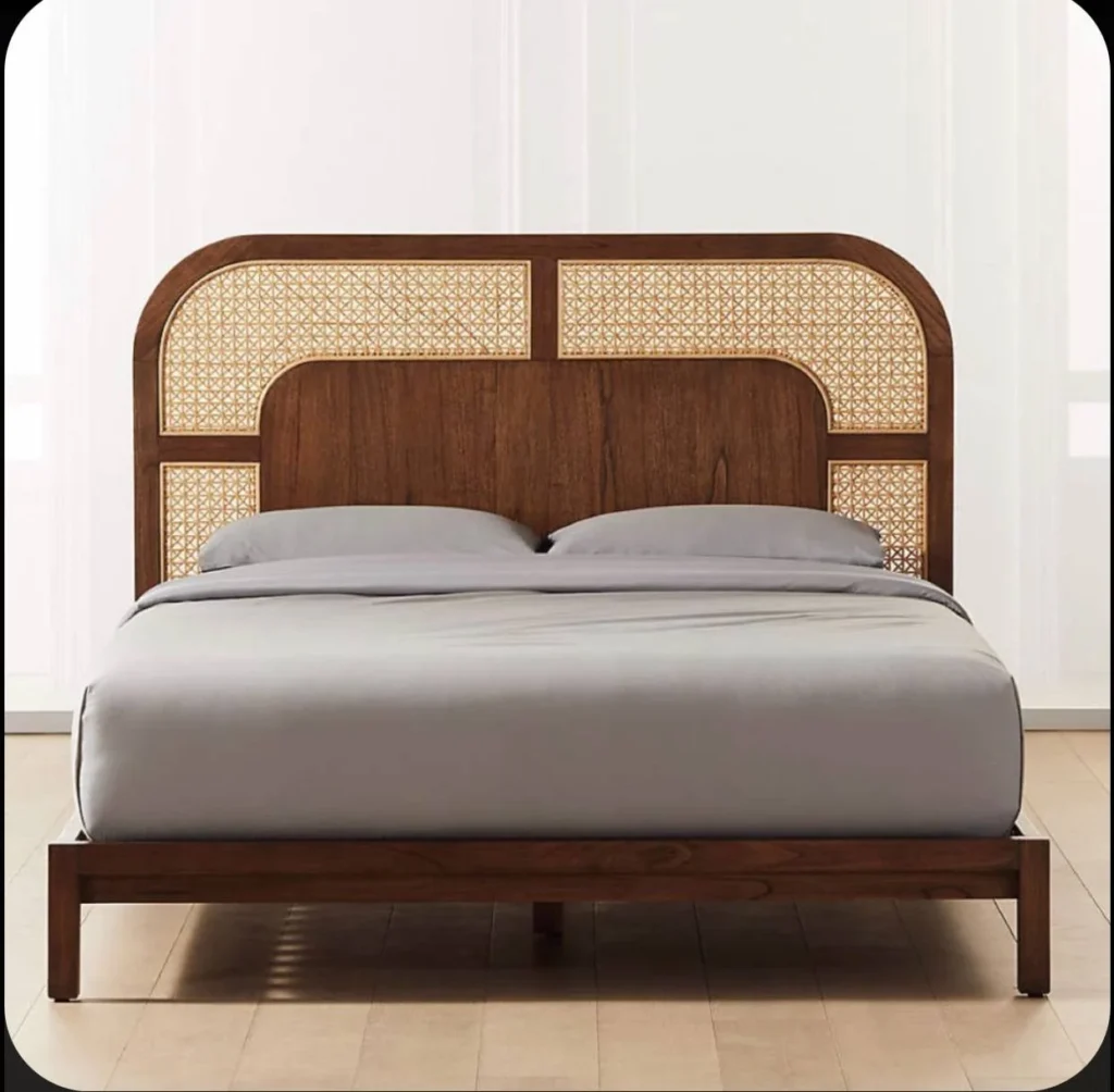 Solid wood bed with bamboo wood bases resistant to breakage with a new and elegant design