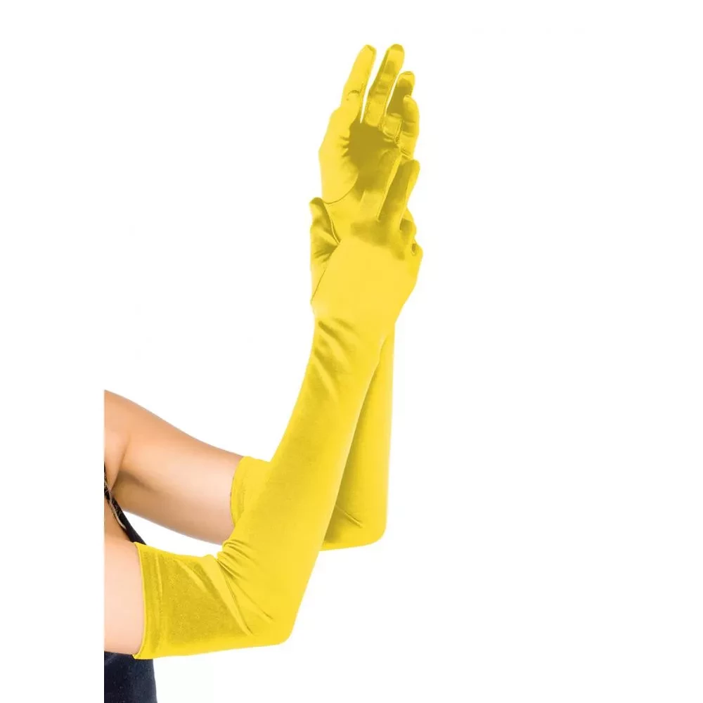 EXTRA LONG SATIN GLOVES YELLOW