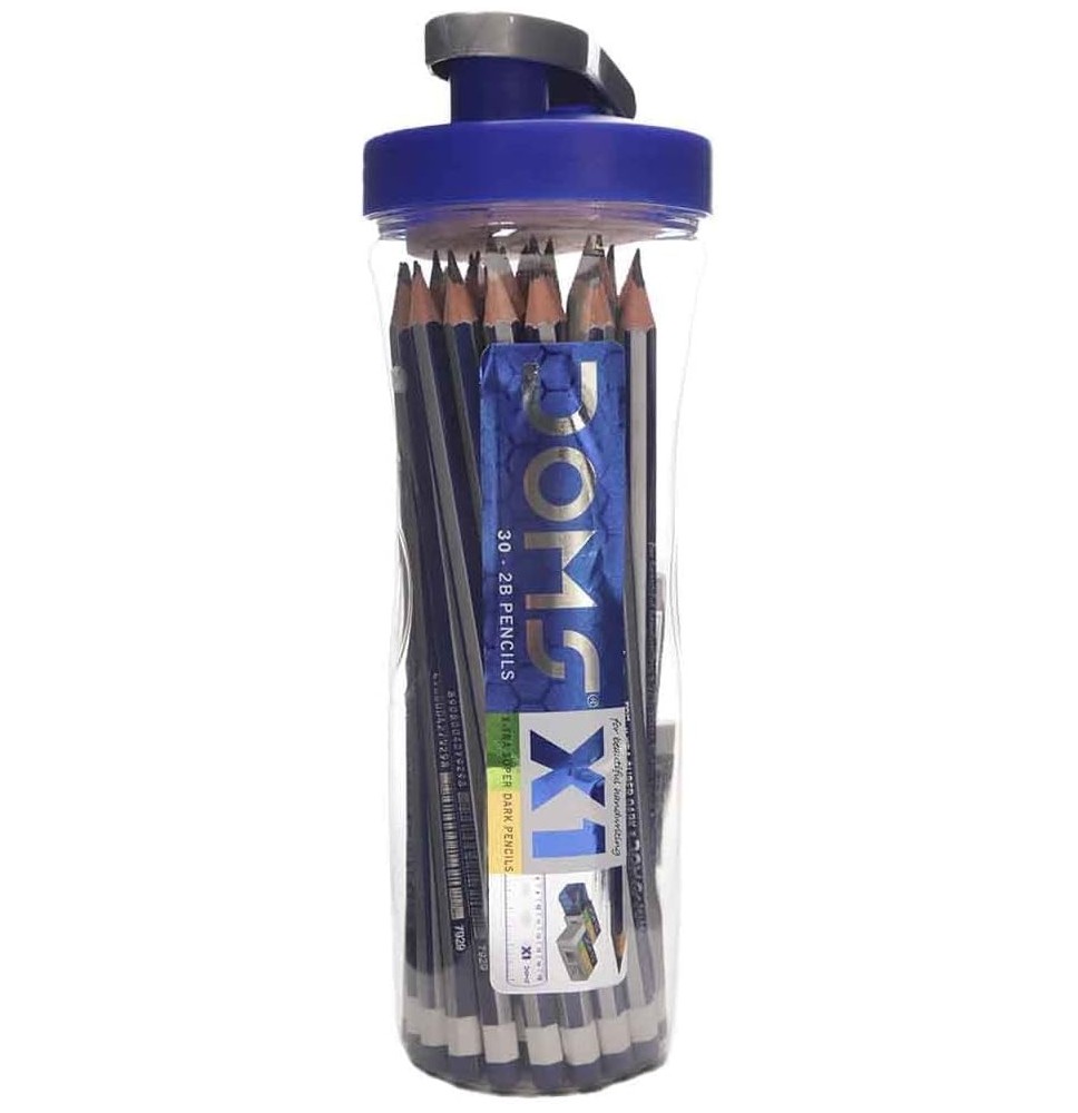 Doms 2B Pencil + Sharpener With Eraser 30Pc 1Pck