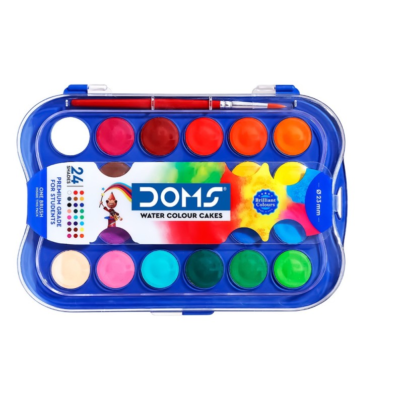 Doms Water Colour Cakes 24 Shades + 1 Brush