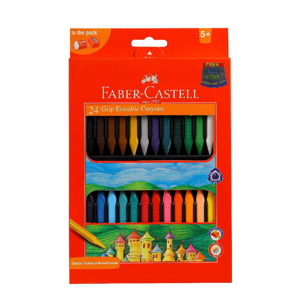 Faber-Castell 24 Erasable Grip Crayons 1Pck