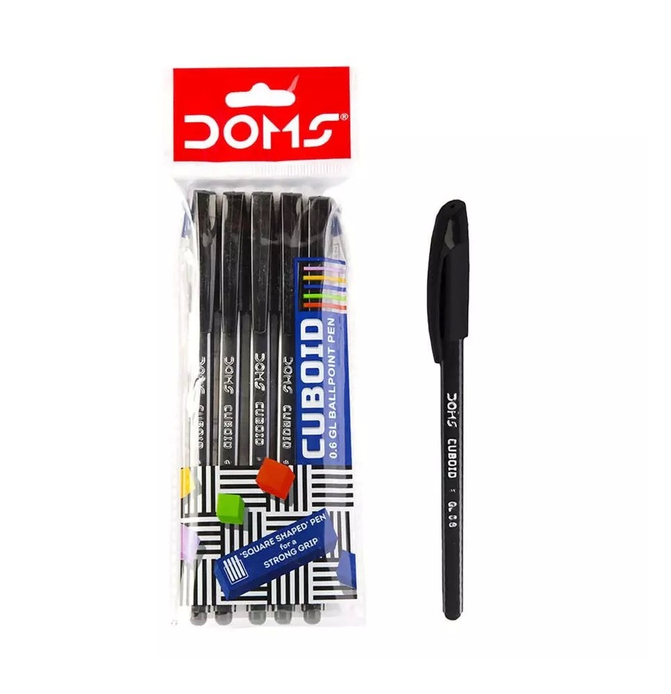 Doms Cuboid 0.6 Gl ball Point Pens Black 20 Peices