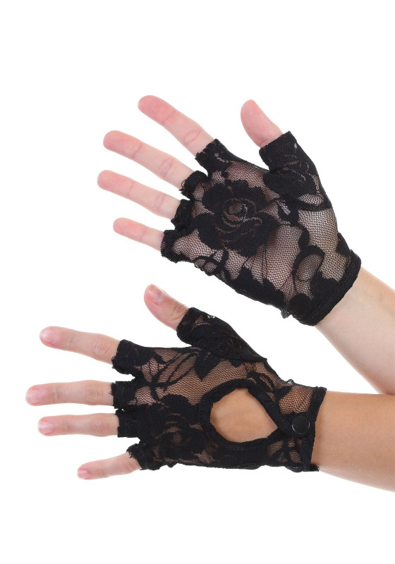 Lace keyhole fingerless gloves
