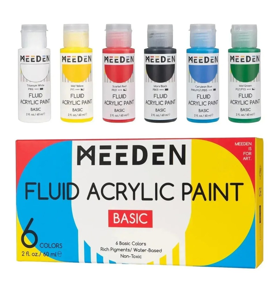 Meeden Fluid Acrylic Paint Basic 6x60Ml 1Pc