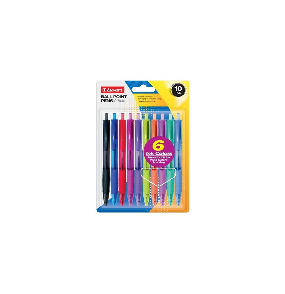 Luxor Rubber Grip Ball Pen 10Pcs 1Cerd