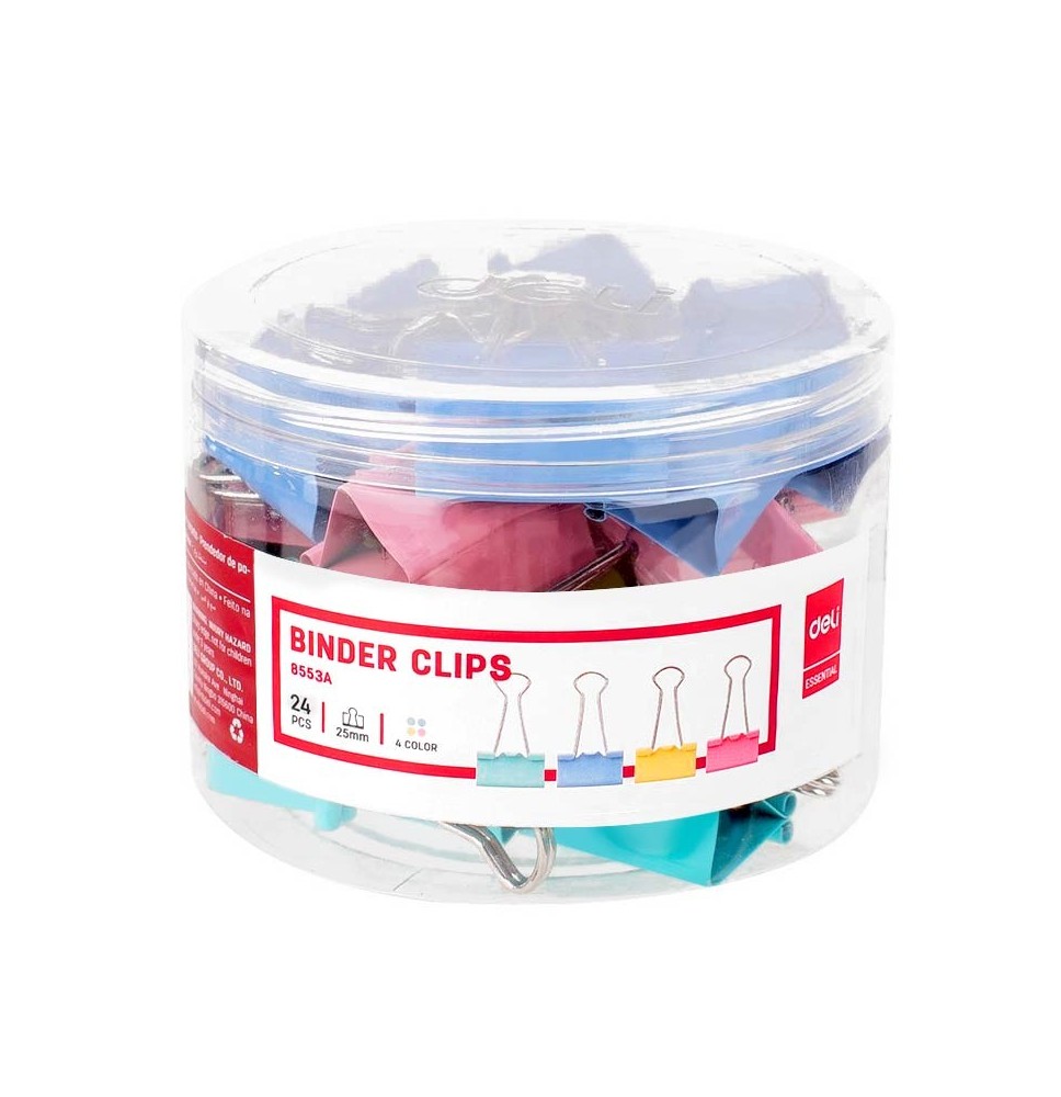 Deli Asst. Binder Clips 24Pc 32Mm 1Box