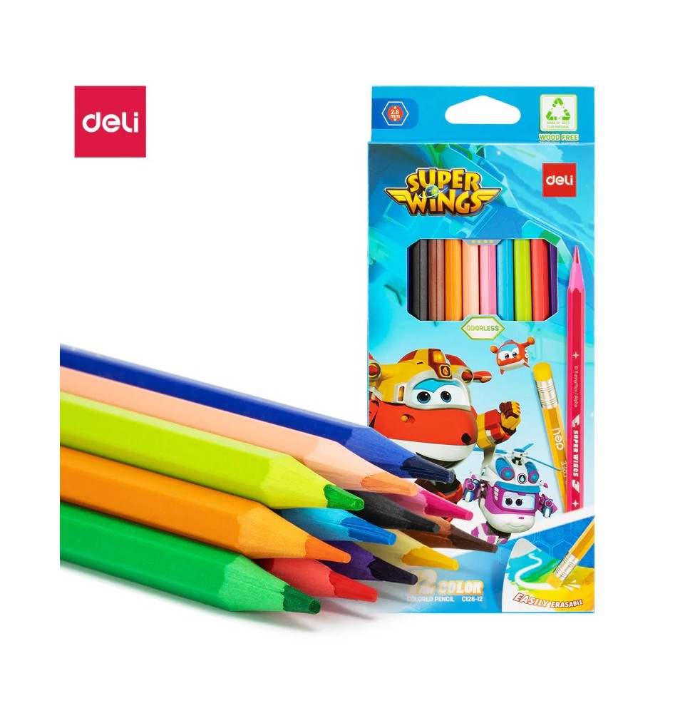 Deli Super Wings Color Pencil 12Pc 1Pck
