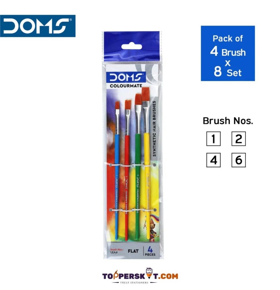 Doms Colourmate Syn-Hair Brush Flat 4Pc 1Pck