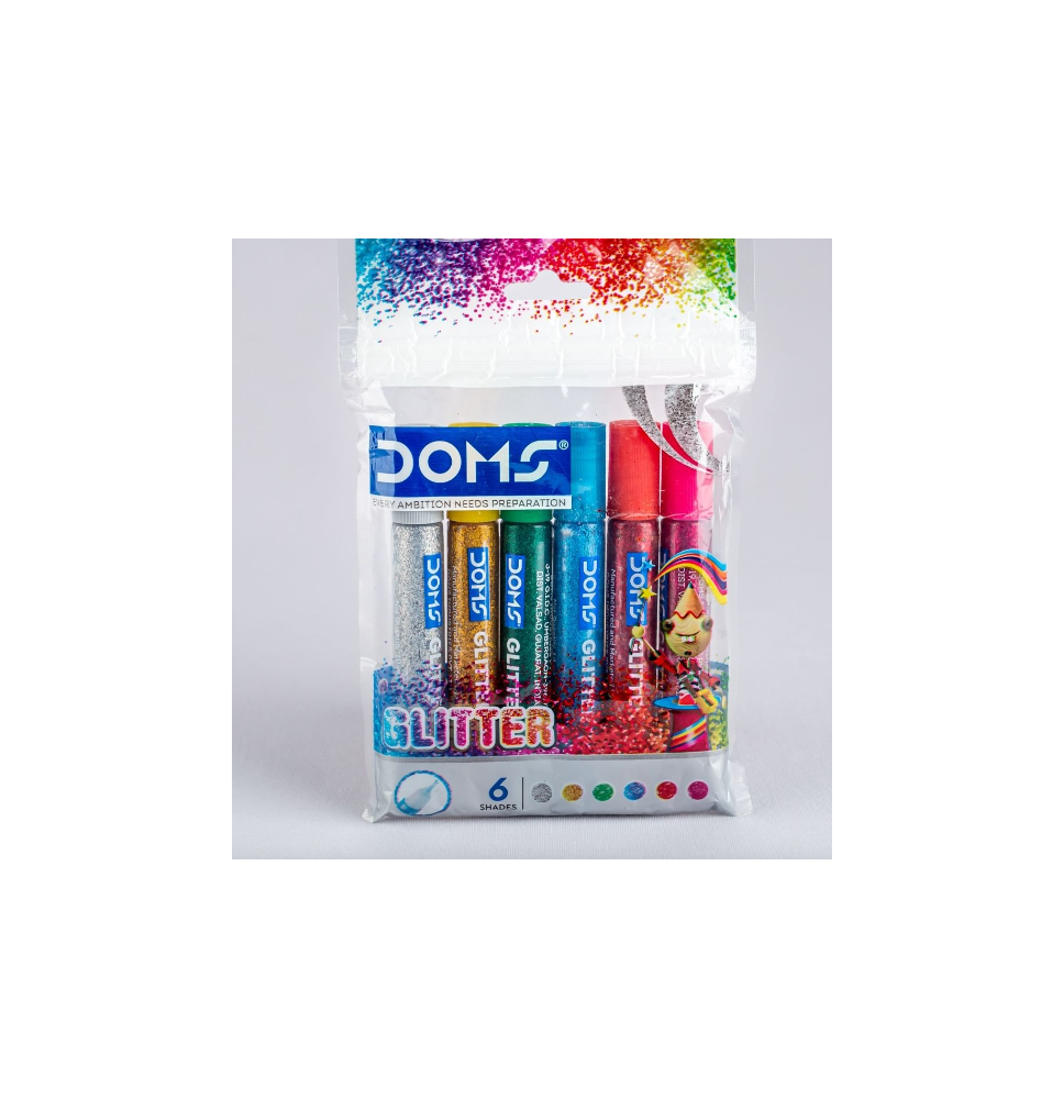 Doms Glitter Glue 10Ml 6 Shades 1Pck