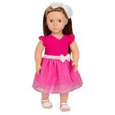 Our Generation Doll With  Pink  Dress And White B