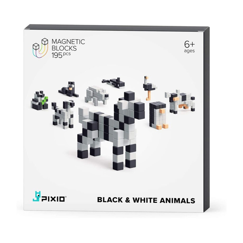 Pixio Black & White Animals 195Pcs Magnetic Blocks