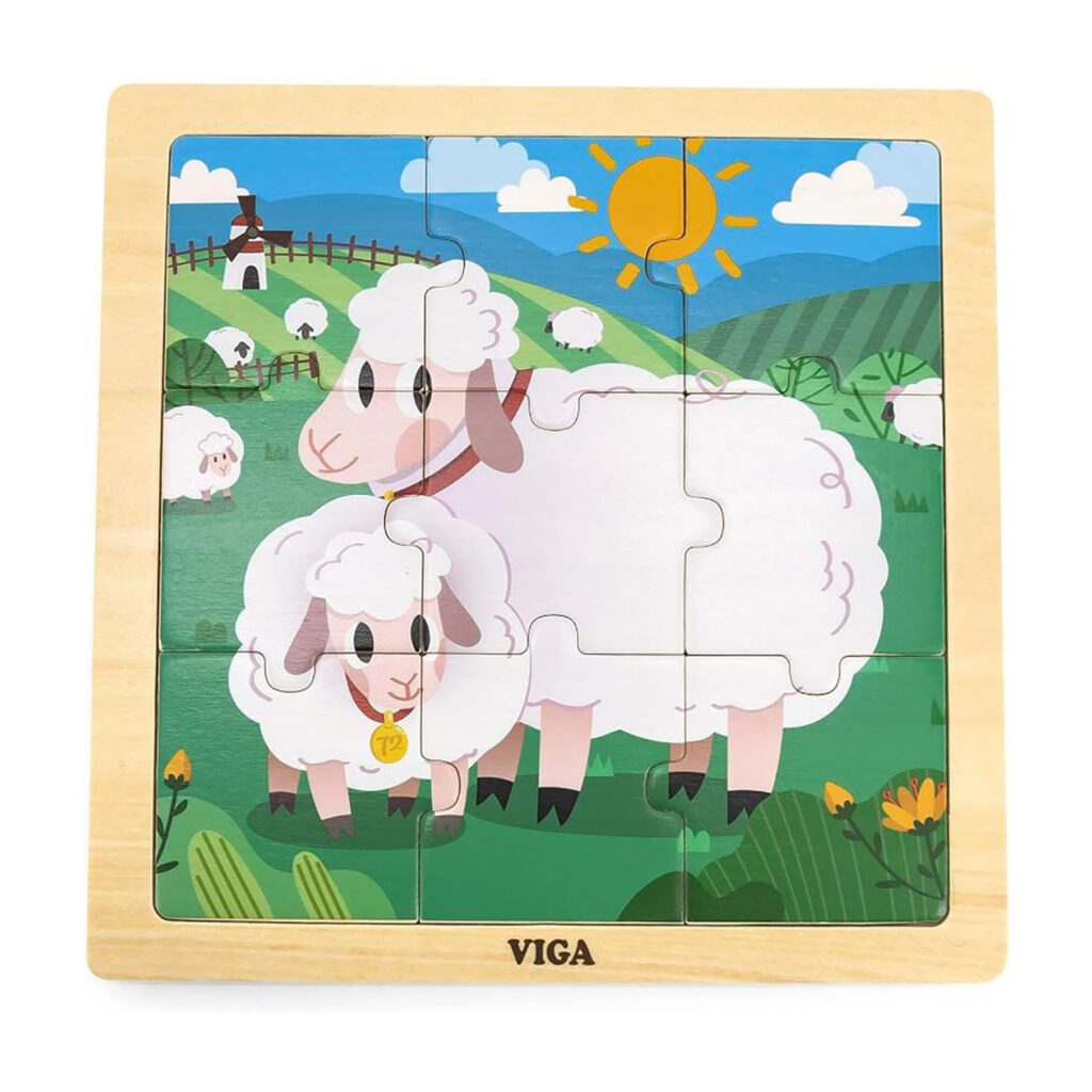 Viga Wooden 9-Piece-Puzzle - Sheep
