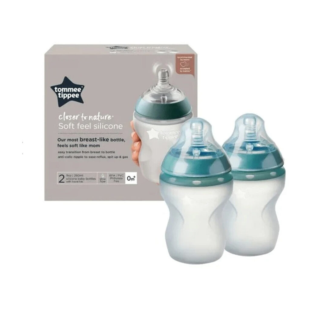 Tommee Tippee Closer To Nature Soft Feel Silicone Baby Bottles - 260Ml, Pack Of 2