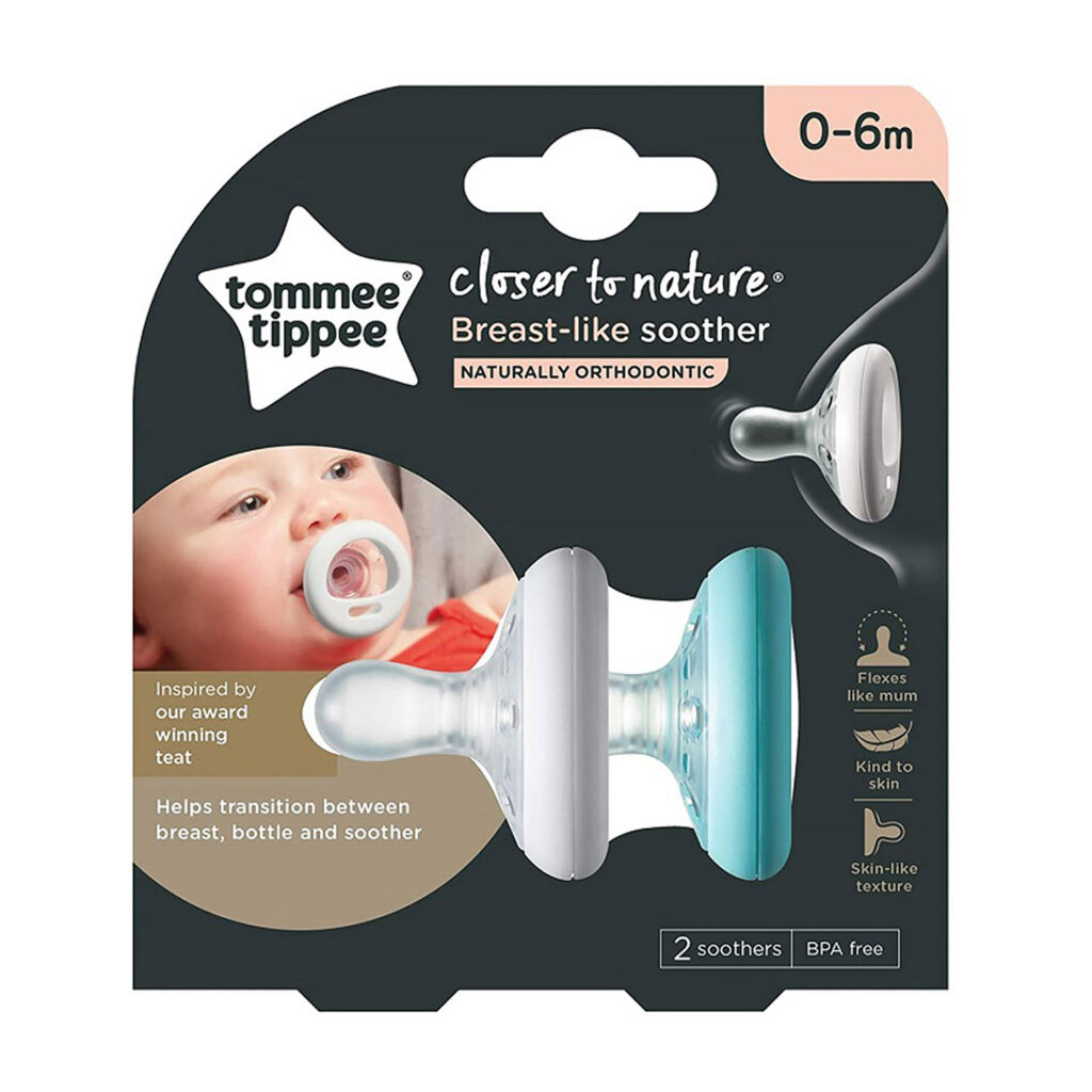 Tommee Tippee Closer To Nature Breast Like Soother,  Pack Of 2,  (0-6 Months)