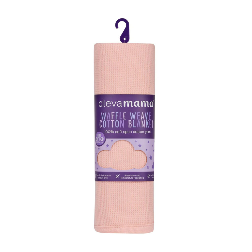 Clevamama Waffle Weave Cotton Blanket Cot/Cot Bed 120 X 140 Cm - Coral