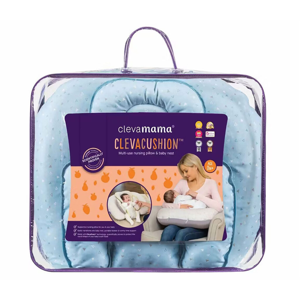 Clevamama Cleva Cushion Nursing Pillow & Baby Nest - Blue