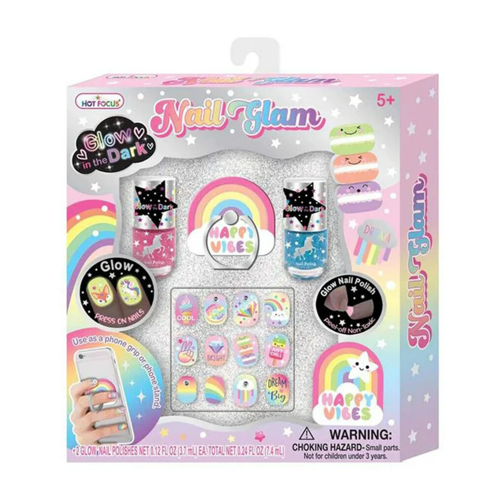 Hot Focus Rainbow Nail Glam Set