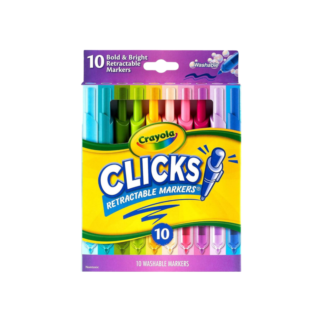 Crayola 10 Ct Washable Clicks Retractable Markers, Bold & Bright