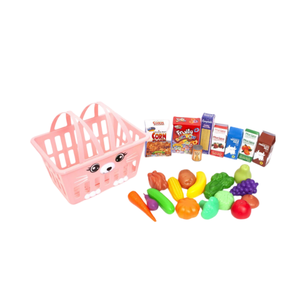 Zoo Troop Kitty Basket With 16 Pcs Of Playfood & 7 Pcs Food Boxes