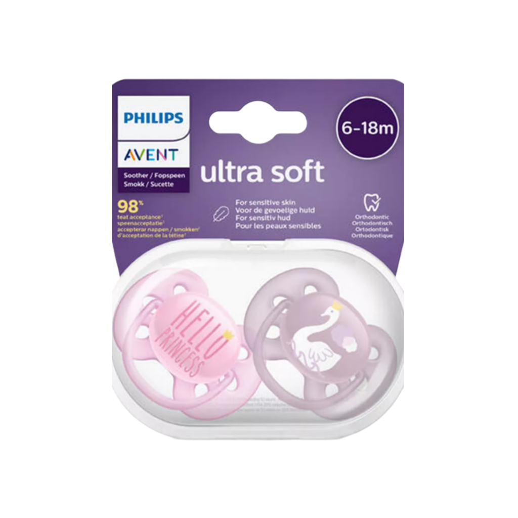 Philips Avent Soother Sil Soft 6-18 Months Girl Deco X2