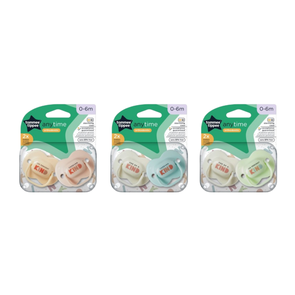 Tommee Tippee  Anytime Soother, Pack Of 2,  (0-6 Months) - Mix
