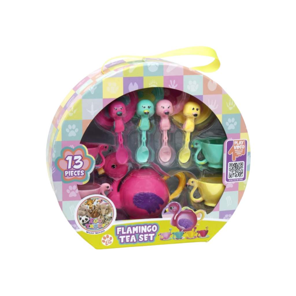 Zoo Troop Flamingo Tea Gift Set With Lots Of Accessories, Gift Box