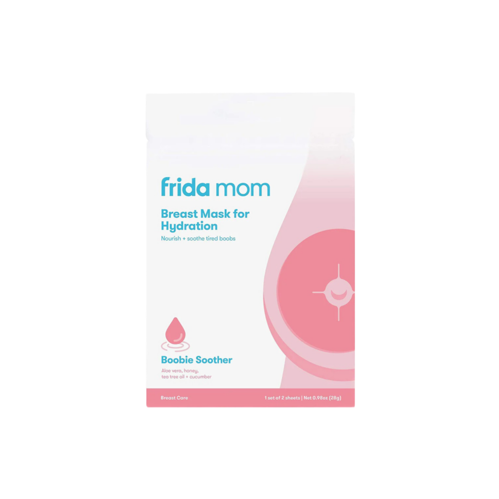 Frida Mom Breast Mask For Hydration- Made With Aloe Vera, Honey, Tea Tree Oil + Cucumber To Nourish + Soothe Boobs - 2 Sheet Masks