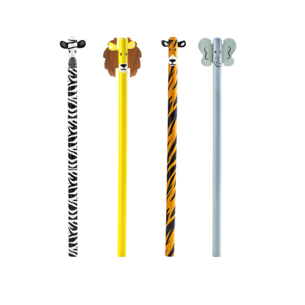 Kikkerland Safari Animal Pencil Set Of 4
