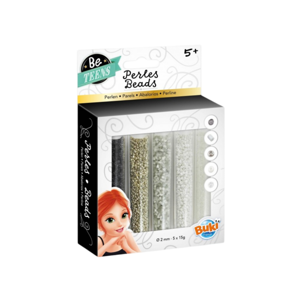 Buki Bead Tubes Silver/White